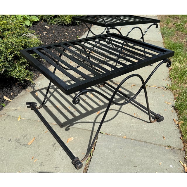 1930s Early Salterini Wrought Iron Side Tables, a Pair For Sale - Image 5 of 6