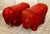Mid-Century Modern Mid 20th Century Red Cinnabar Hand Carved Asian Elephants with Brass Tusks - A Pair For Sale - Image 3 of 12