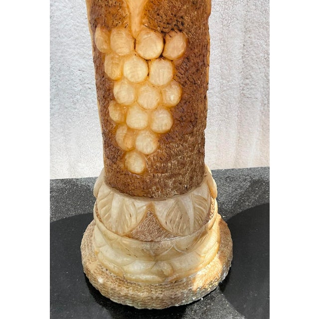 Sculpture Materials Vintage Italian Carved Alabaster Pedestals - a Pair For Sale - Image 7 of 10