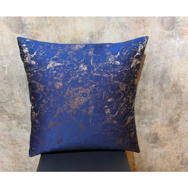 Textile Handmade Blue Abstract Cushion Cover For Sale - Image 7 of 9