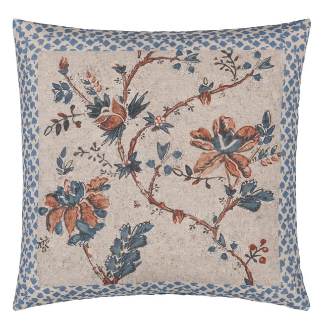 Derived from the term to 'paint over' this charming toile large square decorative pillow features flowing vines, flowers...