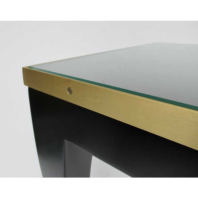 Donghia C.1980's "Essence," Square Occasional, Side, Satin Brass Gallery Satin Ebony Finish With Brushed Satin Brass Details For Sale - Image 13 of 18