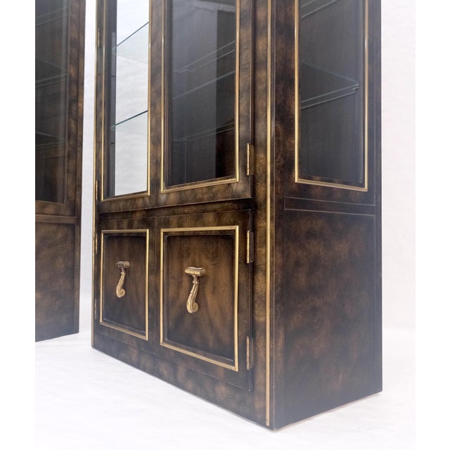 Pair of Burl Wood Dark Olive Green Dome Shape Vitrine Cabinets Mastercraft MINT For Sale - Image 6 of 18