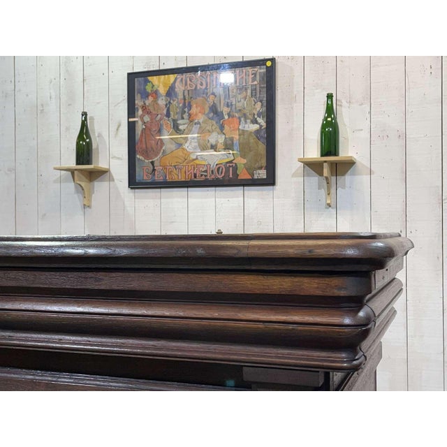Oak Bar Counter with Original Zinc and Tin Cladding For Sale - Image 5 of 18