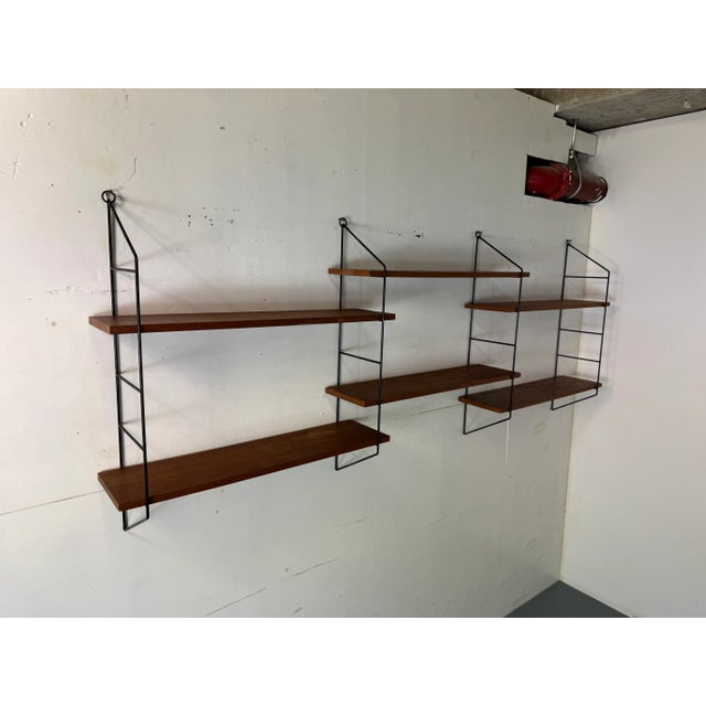 1950s Mid-Century Modern Teak and Steel String Wall System by Kajsa & Nils Nisse Strinning for String, 1950s, Set of 6 For Sale - Image 5 of 9
