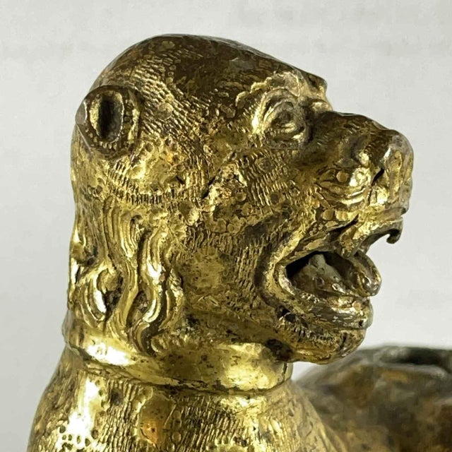 16th Century Gilded Bronze Lions, Nuremberg, 1500, Set of 2 For Sale - Image 5 of 8