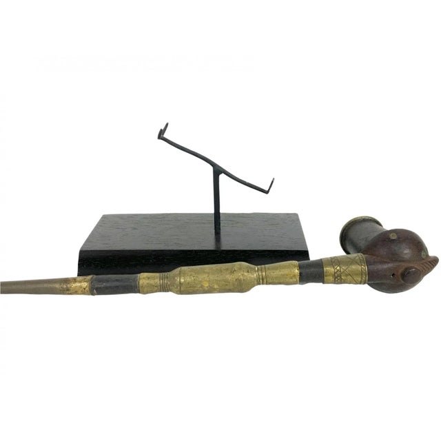 Early 20th Century Early 20th Century Ceremonial Smoking Pipe of the Dinka Tribe Professionally Mounted For Sale - Image 5 of 9