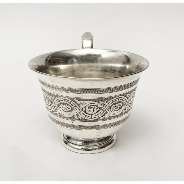 Victorian Late 19th Century Victorian Era Silver Plate Fancy Tea-Cup For Sale - Image 3 of 12
