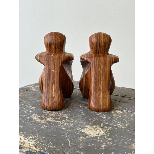 Vintage Laminated Wood Figural Bookends by Robert Hargrave, Circa 1970s-80s For Sale - Image 10 of 16