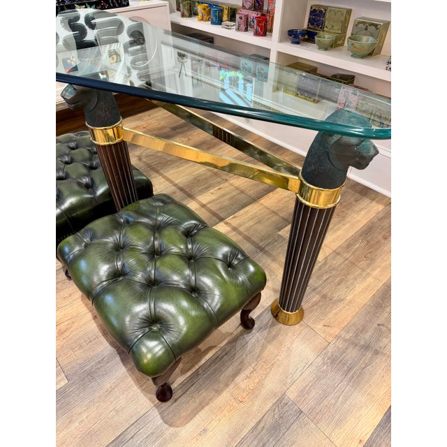 Verdigris 1980’s Art Deco Style Bronze and Brass Panther Head Accent Table, Made in Italy For Sale - Image 8 of 12