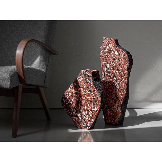 Gold Fragment Red Vases by Donatas Zukauskas, Set of 2 For Sale - Image 8 of 10