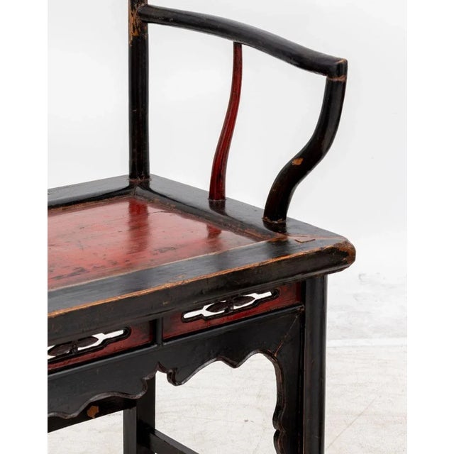 Chinese Chinese Black Lacquered Armchairs, Pair For Sale - Image 3 of 5