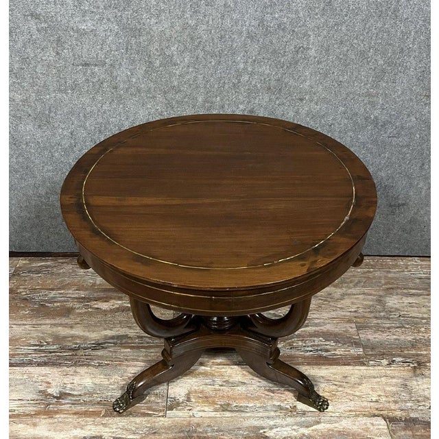 Traditional Empire Lombard Table in Mahogany and Brass, 1820s For Sale - Image 3 of 8