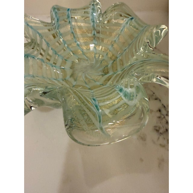 Mid-Century Modern Murano Art Glass Bowl With Gold Aventurine For Sale - Image 3 of 8