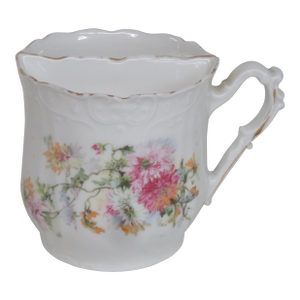 Mid 20th Century Porcelain Floral Pink Green Shaving Mug Cup 4559b