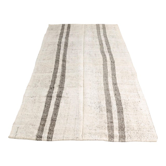 1950s Minimalist Neutral Decor Kilim For Sale
