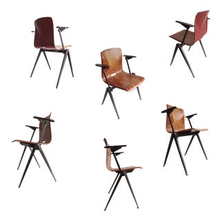 Vintage Plywood Armchairs from Galvanitas, Set of 6 For Sale