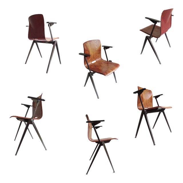 Vintage Plywood Armchairs from Galvanitas, Set of 6 For Sale