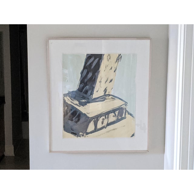 1980's Post Modern Framed Lithograph depicting the top of the famed Empire State Building in NYC Signed by the artist,...