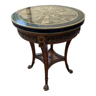 Maitland - Smith Brass Inlay Stone Top Coffee Table For Sale
