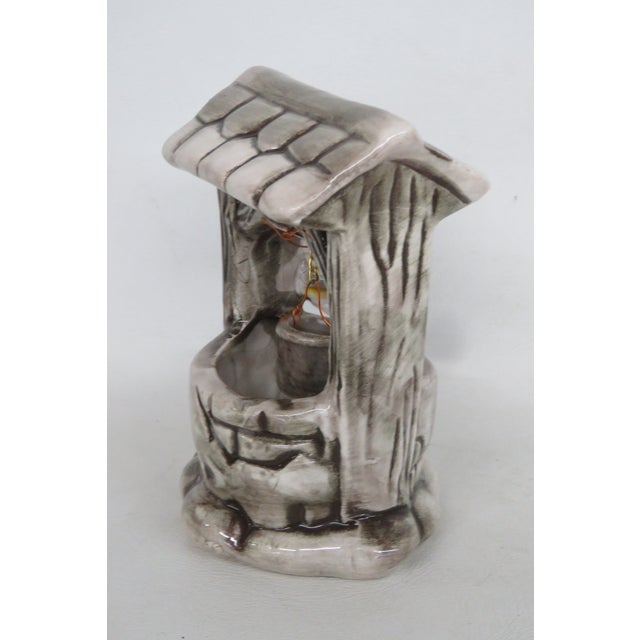 Hand Painted Porcelain Ceramic Wishing Well With Hanging Bucket Figurine 5047c For Sale - Image 9 of 15