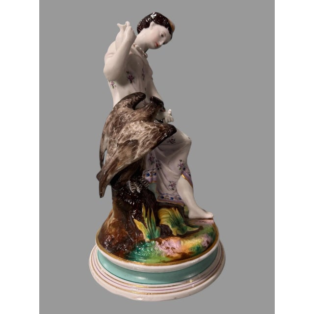 Victorian Antique Victorian Figural Bisque Porcelain 11" Statue Hebe & Eagle For Sale - Image 3 of 8