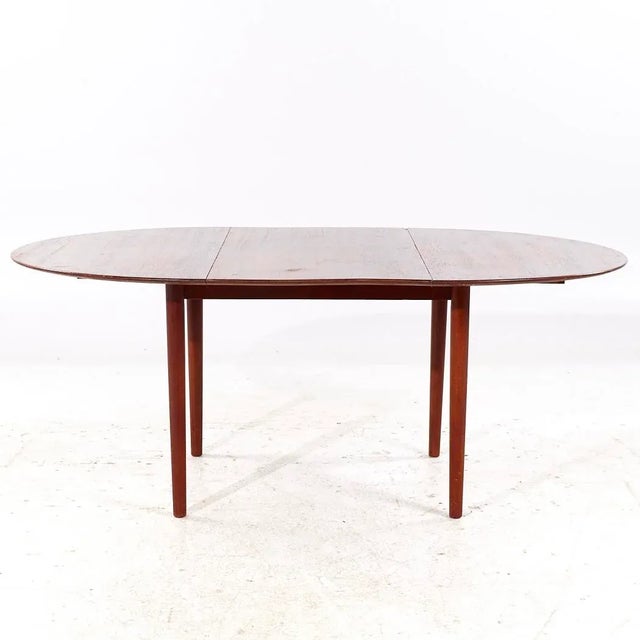 Brown Moreddi Style Mid Century Danish Teak Expanding Dining Table With 1 Leaf For Sale - Image 8 of 10
