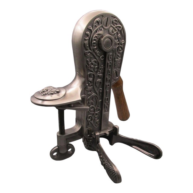 Antique Style Champion 1897 Table Clamp Cork Screw Wine Bottle Opener Ornate Design Rogar For Sale