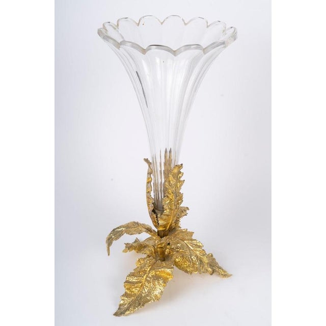 Napoleon III Crystal and Gilded Bronze Horns, 1800s, Set of 2 For Sale - Image 3 of 8