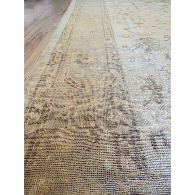 Vintage Oushak Carpet, Oriental Rug, Handmade, Ivory, Gray, Saffron, Yellow For Sale - Image 9 of 18