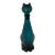 1960s Empoli Glass Cat Decanter Mid Century Modern Italian Teal Blue Art Glass Bottle With Stopper Retro Barware Decor For Sale