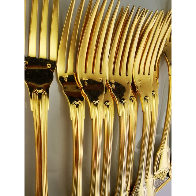 Vintage Solid Silver with Gold Finish Cutlery Set for 12 People from Christofle & Cardeilhac, 1950s, Set of 138 For Sale - Image 17 of 18