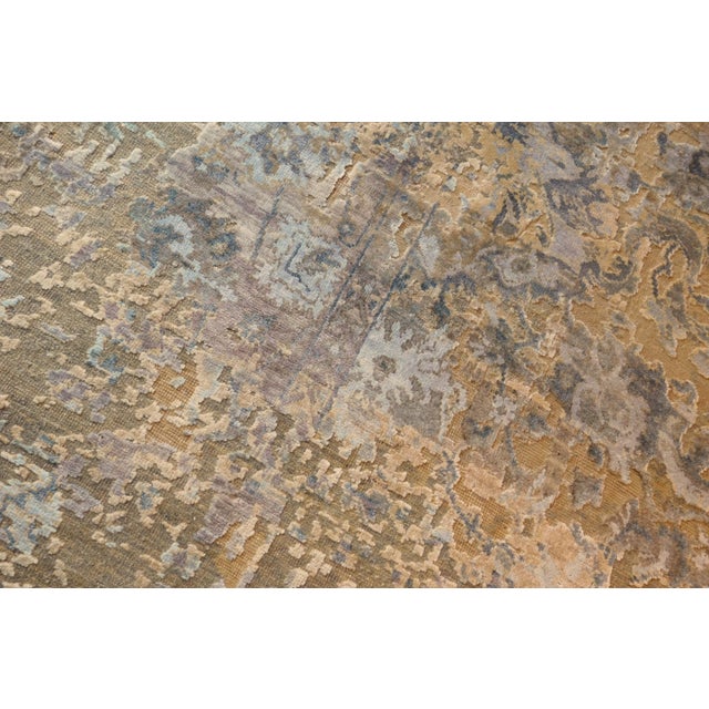 Rare and One-of-a-Kind Hand Knotted Rug With High and Low Texture in Wool and Real Silk. 9'x 12'1" For Sale - Image 11 of 18