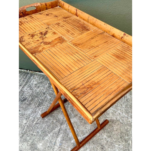 Vintage Split Bamboo Tray Table For Sale - Image 10 of 12