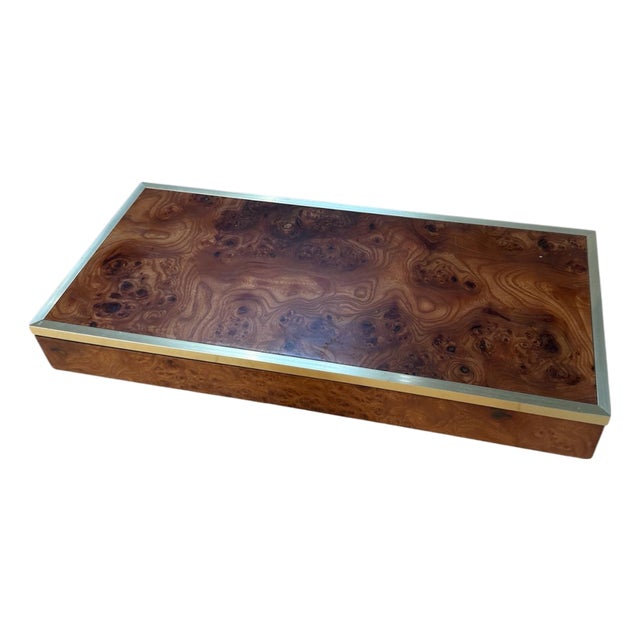 Dal Negro Treviso Burl Wood and Brass Playing Card Box For Sale