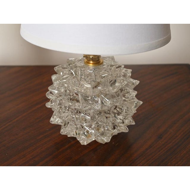 Round Rostrato Murano Glass and Brass Table Lamp from Barovier & Toso, Italy, 1940s For Sale - Image 3 of 14