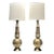Italian Mid-Century Modern, Large Table Lamps, Gold Glass, Brass, Italy, 1960s For Sale