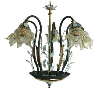 Italian Brass and Glass Lead Crystal Chandelier from Artigian Fabbrica Lambadari, 1960s For Sale