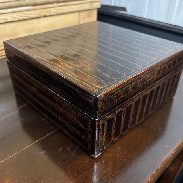 Contemporary Contemporary Hand Painted Lacquer Box For Sale - Image 3 of 12