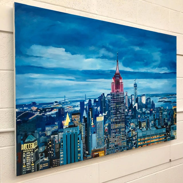 Angela Wakefield Angela Wakefield, Empire State Manhattan Cityscape Painting New York by British Landscape Artist, 2018 For Sale - Image 4 of 9
