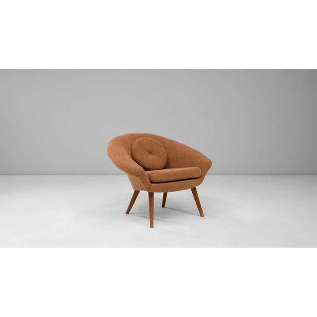 20th Century French Orange Upholstered Armchair with Pillow For Sale - Image 9 of 18
