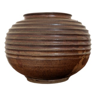 Vintage Brutalist Ceramic Globe Vase, 1960s For Sale