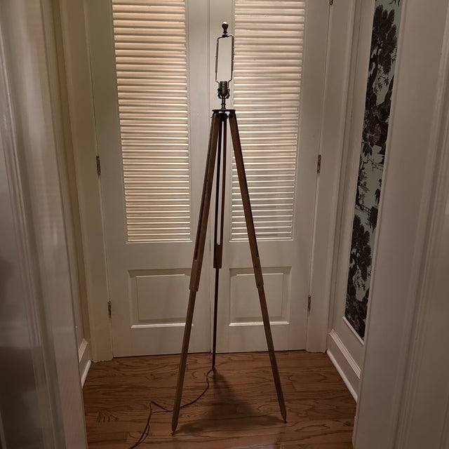 Custom antique wood surveyors tripod floor lamp. Does not include shade (this one is listed for sale -LS8), or you can...