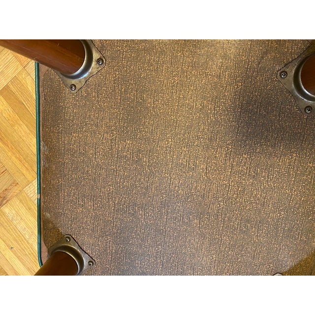 Mid 20th Century Mid-Century Modern Teal Vinyl Footstool For Sale - Image 5 of 6
