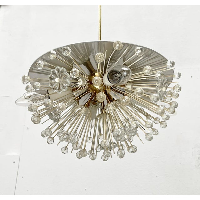 Rupert Nikoll Mid-Century Austrian Flower Snowflake Pendant Lamp by Emil Stejnar for Rupert Nikoll, Vienna, Austria, 1950s For Sale - Image 4 of 18