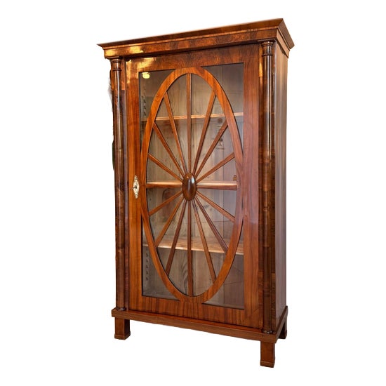 Biedermeier Sun-Shaped Display Cabinet in Walnut For Sale
