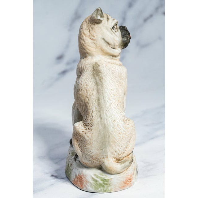 Amazing Antique Hand Painted English Pug Dog Porcelain Figurine Statue For Sale - Image 9 of 13