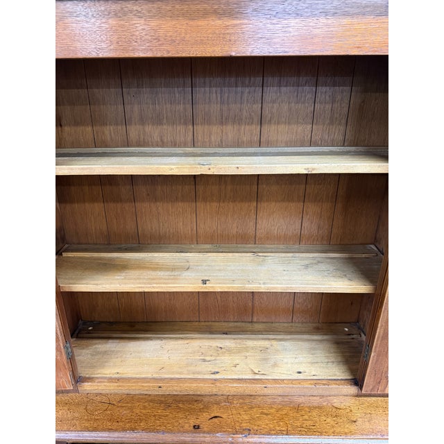 Antique American Primitive Farmhouse Solid Oak Step Back Cupboard For Sale - Image 13 of 17