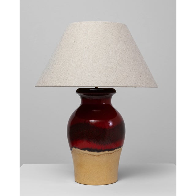20th Century German Red And Tan Ceramic Table Lamp For Sale In Greensboro - Image 6 of 18