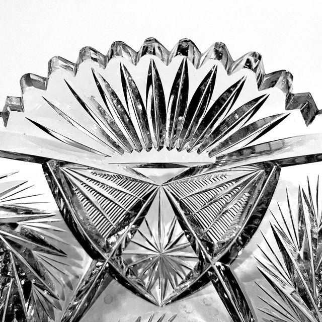 Early 20th Century American Brilliant Period Cut Crystal Glass Bowl 9" Diameter For Sale - Image 4 of 9